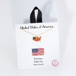 Dainty Chain Link Necklace Featuring Enamel United States Of America Pendant  					
					
- Approximately 16" L					
- Extender 2" L					
- Made in Korea					
- Hypoallergenic Brass Base					
- 18K Gold Dipped		
			
- Card: "Bold stripes, Bright stars, Brave hearts."		