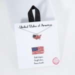 Dainty Chain Link Necklace Featuring Enamel United States Of America Pendant  					
					
- Approximately 16" L					
- Extender 2" L					
- Made in Korea					
- Hypoallergenic Brass Base					
- 18K Gold Dipped		
			
- Card: "Bold stripes, Bright stars, Brave hearts."		