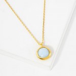 Wholesale dainty Chain Link Necklace Metal Stone Pendant L Extender L Made Korea