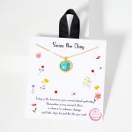 Dainty Chain Link Necklace Featuring Metal Tone & Stone Pendant 	
					
- Approximately 16" L					
- Extender 2" L					
- Made in Korea					
- Hypoallergenic Brass Base					
- 18K Gold Dipped		
			
- Card: "Today is the tomorrow you worried about yesterday. Remember, every moment offers a chance to embrace change and take steps toward the life you want."		