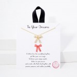 Wholesale dainty Chain Link Necklace Cubic Zirconia Bow Pendant L Extender L Mad