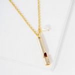 Wholesale dainty Chain Link Necklace Metal Safety Whistle Freshwater Pearl Penda