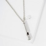 Wholesale dainty Chain Link Necklace Metal Safety Whistle Freshwater Pearl Penda