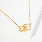 Wholesale dainty Chain Link Necklace Metal Interlocked Clover Pendant L Extender