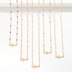 Wholesale chain Link Dainty East West Cross Necklace Painted Link Detail L Exten