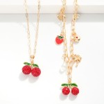 Wholesale paperclip Chain Link Necklace Pave Rhinestone Cherries Pendant L Exten