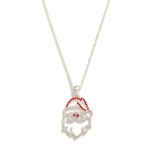 Wholesale chain Link Necklace Rhinestone Studded Santa Claus Outline Pendant L