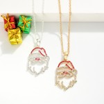 Wholesale chain Link Necklace Rhinestone Studded Santa Claus Outline Pendant L