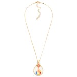 Wholesale chain Link Necklace Stain Glass Nativity Scene Teardrop Pendant L Exte