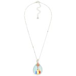 Wholesale chain Link Necklace Stain Glass Nativity Scene Teardrop Pendant L Exte