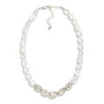 Wholesale baroque Pearl Beaded Necklace Metal Accents L