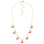 Chain Link Necklace Featuring Enamel Cherry Charms

- Approximately 14" L
- Extender 3" L