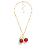 Wholesale chain Link Necklace Glitter Cherries Pendant L Extender L