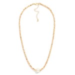 Wholesale metal Geometric Beaded Necklace Pearl Accent L Extender L