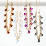 Wholesale chain Link Necklace Teardrop Glass Crystal Charms Faceted Beads L Exte