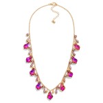 Wholesale chain Link Necklace Teardrop Glass Crystal Charms Faceted Beads L Exte