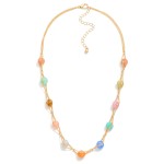 Wholesale intertwined Chain Link Stone Beaded Necklace L Extender L
