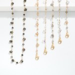 Wholesale chain Link Necklace Teardrop Glass Crystal Charms Faceted Beads L Exte