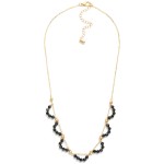 Wholesale chain Link Necklace Beaded Cubic Zirconia Arch Detail L Extender L