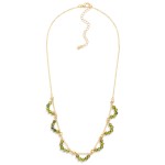 Wholesale chain Link Necklace Beaded Cubic Zirconia Arch Detail L Extender L