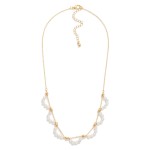 Wholesale chain Link Necklace Beaded Cubic Zirconia Arch Detail L Extender L