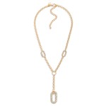Wholesale chain Link Y Necklace Rhinestone Studded Oval Link Details L Extender