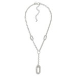 Wholesale chain Link Y Necklace Rhinestone Studded Oval Link Details L Extender