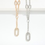 Wholesale chain Link Y Necklace Rhinestone Studded Oval Link Details L Extender