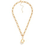 Wholesale oval Chain Link Necklace Layered Metal Hoop Stations Ball Pendant L Ex