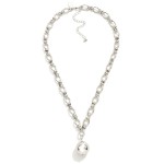Wholesale oval Chain Link Necklace Layered Metal Hoop Stations Ball Pendant L Ex