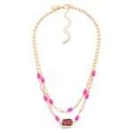 Wholesale layered Chain Link Necklace Faceted Beads Glass Crystal Pendant L Exte
