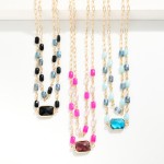 Wholesale layered Chain Link Necklace Faceted Beads Glass Crystal Pendant L Exte