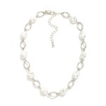 Wholesale chain Link Necklace Baroque Pearl Stations L Extender L
