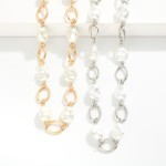 Wholesale chain Link Necklace Baroque Pearl Stations L Extender L