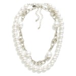 Wholesale set Two Pearl Beaded Double Chain Link Necklaces L Extender L