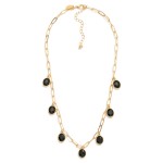 Wholesale paperclip Chain Link Necklace Rhinestone Charms L Extender L