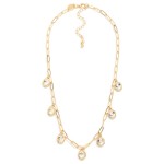 Wholesale paperclip Chain Link Necklace Rhinestone Charms L Extender L