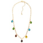 Wholesale paperclip Chain Link Necklace Rhinestone Charms L Extender L