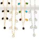 Wholesale paperclip Chain Link Necklace Rhinestone Charms L Extender L