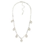 Wholesale paperclip Chain Link Necklace Rhinestone Charms L Extender L
