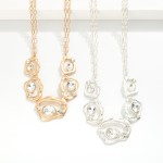Wholesale layered Chain Link Necklace Hollow Geometric Shapes Rhinestone Details