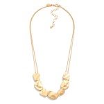 Wholesale double Chain Link Necklace Brushed Metal Geometric Accents L Extender