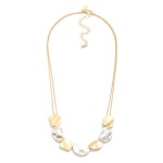 Wholesale double Chain Link Necklace Brushed Metal Geometric Accents L Extender