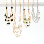 Wholesale layered Chain Link Necklace Glass Crystal L Extender L