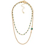 Wholesale layered Chain Link Necklace Square Chain Glass Crystal Stations L Exte