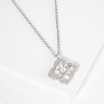 Wholesale dainty Chain Link Necklace Pearl Cubic Zirconia Flower Pendant L Exten