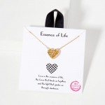 Wholesale dainty Chain Link Necklace Metal Puffy Woven Heart Pendant L Extender