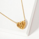 Wholesale dainty Chain Link Necklace Metal Puffy Woven Heart Pendant L Extender