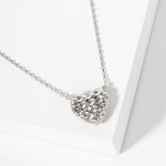 Wholesale dainty Chain Link Necklace Metal Puffy Woven Heart Pendant L Extender
