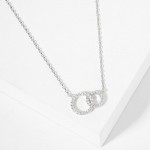 Wholesale dainty Chain Link Necklace Linked Cubic Zirconia Hoops Pendant L Exten